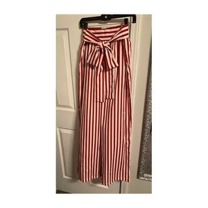 Red and White Striped Boho Style Pants